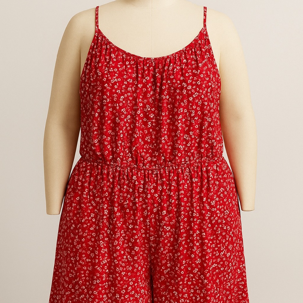 Old Navy Red Jumpsuit with Spaghetti Straps and Flowy Fit